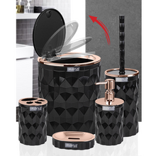 Load image into Gallery viewer, Bathroom Accessories Set - 5 Pcs Decor Bathroom Set (Diamond) - Copper Frame
