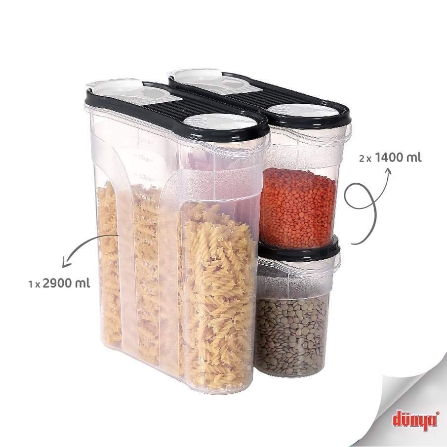 Food Storage Containers (Set of 3 - 1400, 2150 & 2900 ml.) - Sealed High Storage