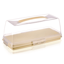 Load image into Gallery viewer, Food/Cake Holder - Rectangular Portable Baton Cake Carrier - Cake Box Comes With Handle

