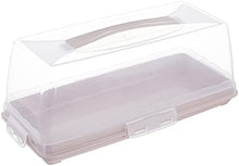 Load image into Gallery viewer, Food/Cake Holder - Rectangular Portable Baton Cake Carrier - Cake Box Comes With Handle

