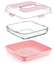 Load image into Gallery viewer, Food/Cake Holder - Square Portable Pasta / Pastery Carrier - Cake Box Comes With Handle
