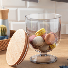 Load image into Gallery viewer, Food Storage Contaier - Airtight 1.4L Acrylic Food &amp; Biscuit Storage Container with Stylish Wooden Lid
