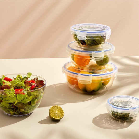 Food Storage Containers Set (400, 800 & 1,350 ml.) - Plastic Sealed Round Storage Containers Set Of 3