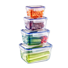 Load image into Gallery viewer, Food Storage Containers Set (550, 1000, 1800 &amp; 3000 ml.) - Plastic Sealed Rectangular Storage Containers Set Of 4
