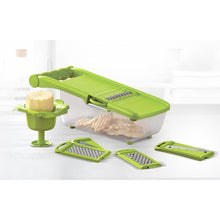 Load image into Gallery viewer, Manual Food Grater &amp; Slicer with 5 Stainless Steel Blades &amp; Large Container
