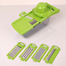 Load image into Gallery viewer, Manual Food Grater &amp; Slicer with 5 Stainless Steel Blades &amp; Large Container
