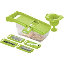 Load image into Gallery viewer, Manual Food Grater &amp; Slicer with 5 Stainless Steel Blades &amp; Large Container
