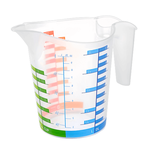 Measuring Cup With Angled Grip and Spout - Plastic Measuring Container - 1,000 ml./34 oz