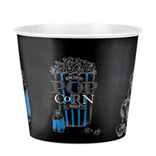 تحميل الصورة في عارض المعرض، A yellow reusable plastic popcorn container with the word 'POPCORN' written across the top and popcorns falling from above.

