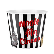 تحميل الصورة في عارض المعرض، A yellow reusable plastic popcorn container with the word 'POPCORN' written across the top and popcorns falling from above.
