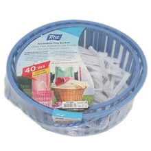 Load image into Gallery viewer, Plastic Clothespins with Basket - Laundry Pegs Basket with 40 Clip - Accordion Peg Basket

