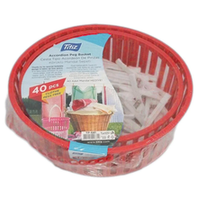 Load image into Gallery viewer, Plastic Clothespins with Basket - Laundry Pegs Basket with 40 Clip - Accordion Peg Basket
