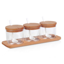 Load image into Gallery viewer, Spice/Seasoning Acrylic Jars Set (Transparent Round) - Set of 3 Condiments Containers
