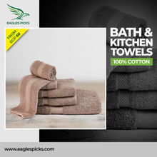 Load image into Gallery viewer, Cotton Bath Towel - 100% Cotton - 70cm X 140 cm (Extra Thick: 690 gram) - By Eagles Picks
