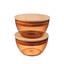 Load image into Gallery viewer, Food Storage Bowl With Wooden Lid - 2 Pcs of 400ml. Bowl for Pasta, Chips, Dips and Candies
