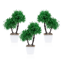 Load image into Gallery viewer, Artificial Plants - Artificial Potted Plants - 2 Green Trees Plant In Mini White Plastic Pot With Stones 26x17 cm
